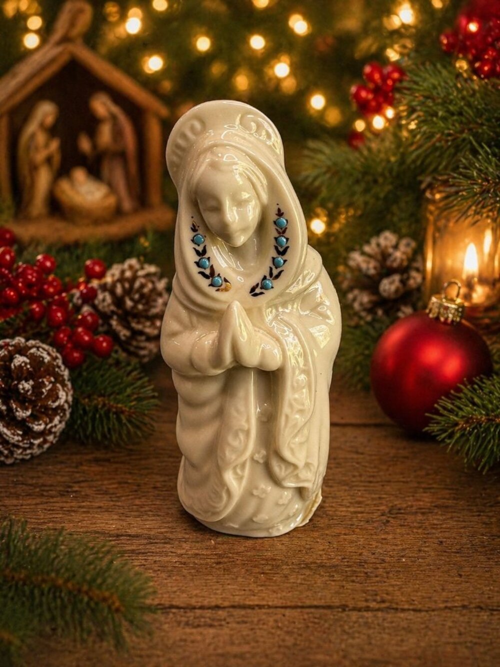 Lenox China Jewels Nativity Mary Figurine Ivory Jeweled Holy Family 5" 1993